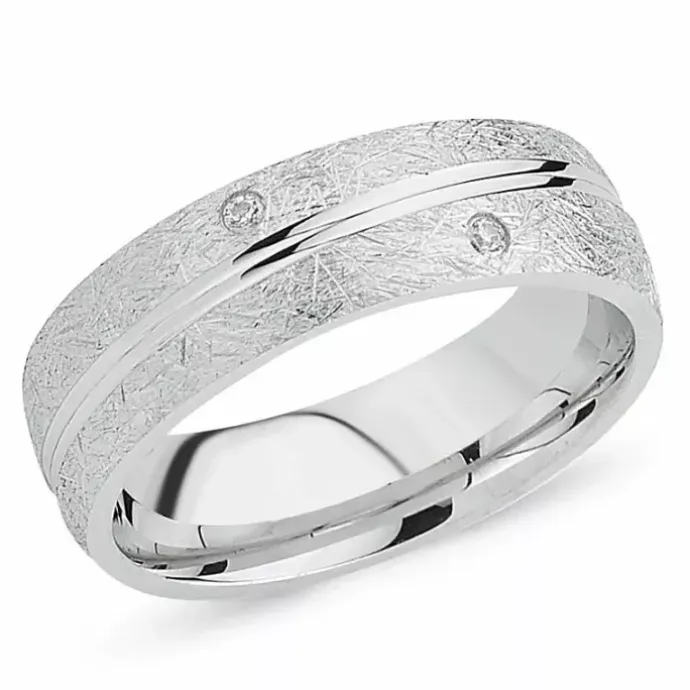 Sandblæst zirkon ring i rhodineret sølv