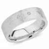 Sandblæst zirkon ring i rhodineret sølv