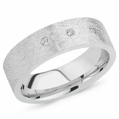 Sandblæst zirkon ring i rhodineret sølv