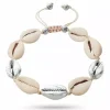 Shell musling armbånd i silke snor 17 cm plus 4 cm x 12 mm