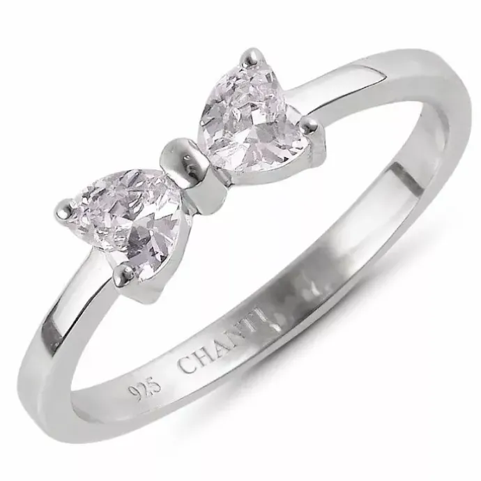Sløjfe zirkon ring i sølv