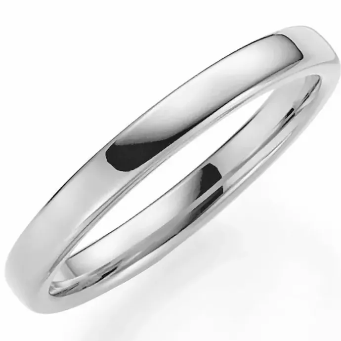 Smal 3 mm vielsesring i 14 karat hvidguld