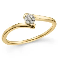 Smal abstrakt diamantring i 14 karat guld 0,03 ct