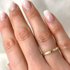 Smal brillantring i 9 karat guld 0,01 ct