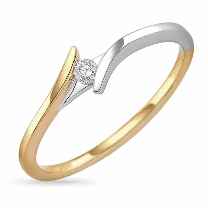 Smal diamant ring i 14 karat guld.- og hvidguld 0,051 ct