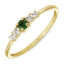 Smal grøn zirkon ring i 9 karat guld