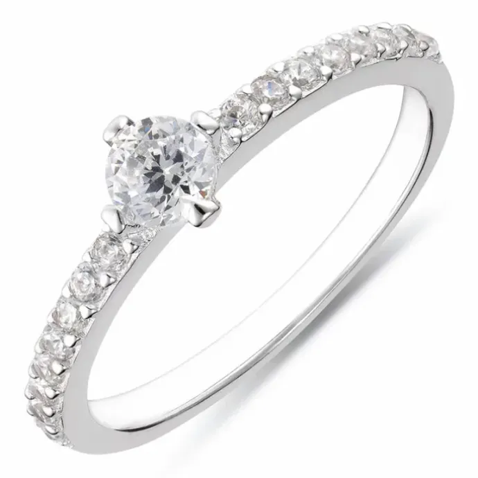 Smal hvid zirkon ring i sølv