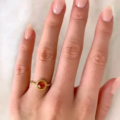 Smal rav ring i forgyldt sølv