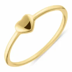 Smal Simple Rings hjerte ring i forgyldt sølv