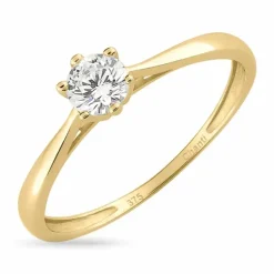 Smal solitairering i 8 karat guld