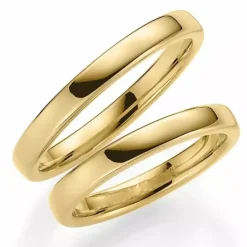 Smalle 3 mm vielsesringe i 9 karat guld - sæt