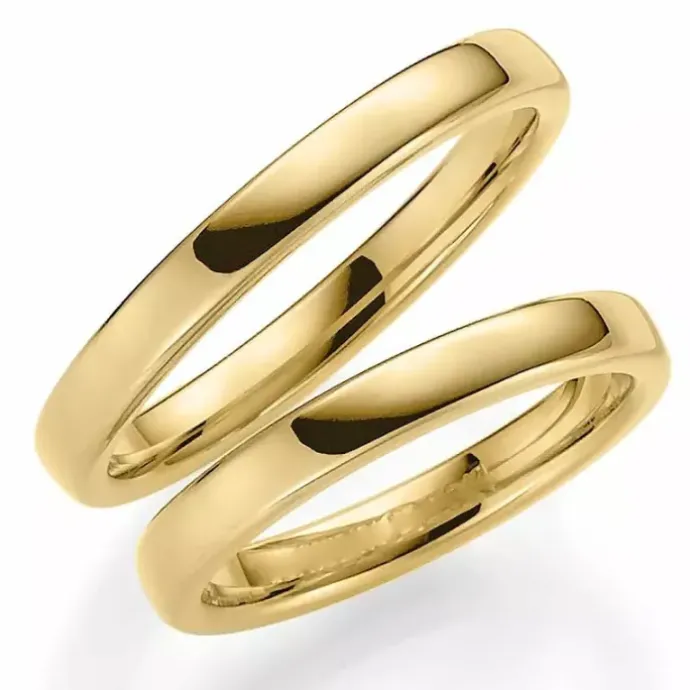 Smalle 3 mm vielsesringe i 9 karat guld - sæt