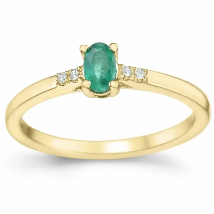 Smaragd brillantring i 14 karat guld 0,25 ct 0,02 ct