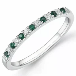 Smaragd diamantring i 14 karat hvidguld 0,15 ct 0,10 ct