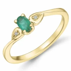 Smaragd diamantring i 14 karat guld 0,25 ct 0,008 ct