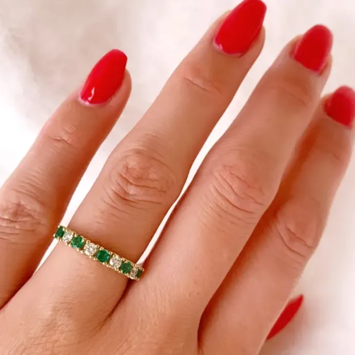 Smaragd diamantring i 14 karat guld 0,40 ct 0,24 ct
