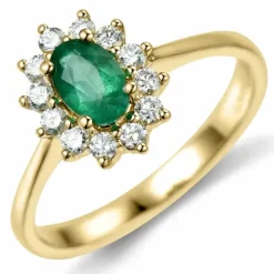Smaragd rosetring i 14 karat guld 0,26 ct 0,47 ct