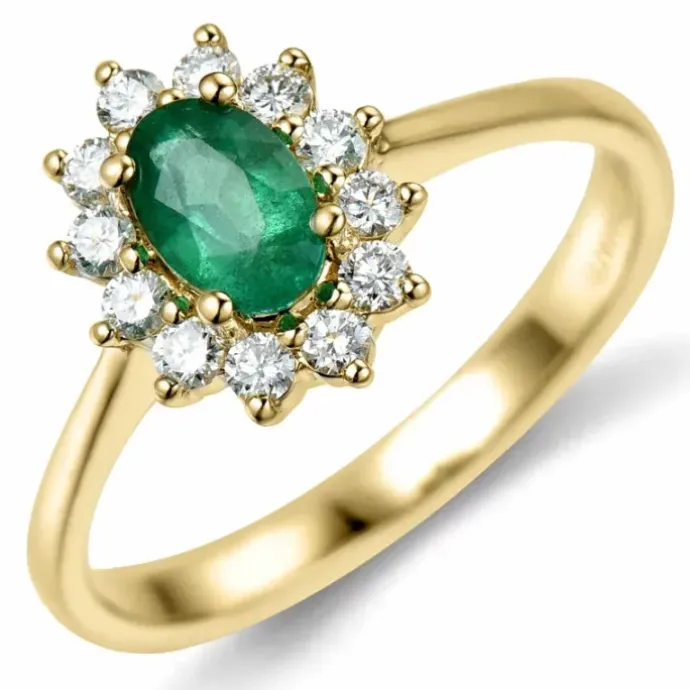 Smaragd rosetring i 14 karat guld 0,26 ct 0,47 ct