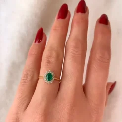 Smaragd rosetring i 14 karat guld 0,26 ct 0,47 ct