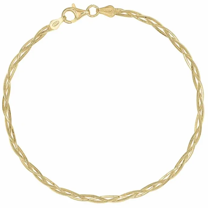 Snoet armbånd i forgyldt sølv x 2,4 mm