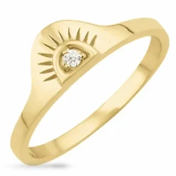 Sol zirkon ring i forgyldt sølv