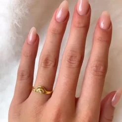 Sol zirkon ring i forgyldt sølv