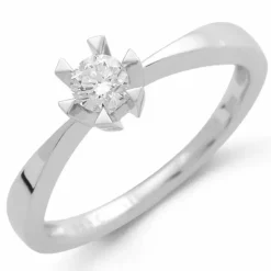 Solitairering i 14 karat hvidguld 0,20 ct