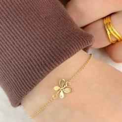 Sommerfugl armbånd i forgyldt sølv med vedhæng i forgyldt sølv