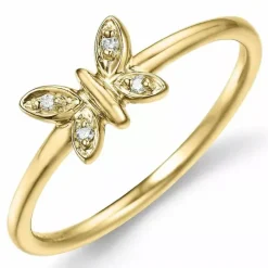 Sommerfugle diamant ring i 9 karat guld 0,02 ct