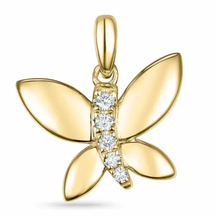 Sommerfugle diamant vedhæng i 14 karat guld 0,05 ct