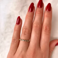 Sort alliancering i 14 karat guld 0,09 ct 0,10 ct