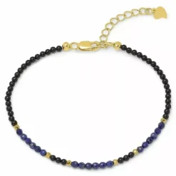 Sort armbånd med onyks og lapis og 6 hematite.