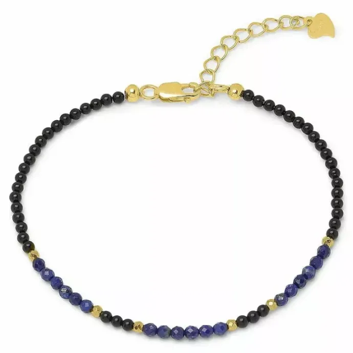 Sort armbånd med onyks og lapis og 6 hematite.