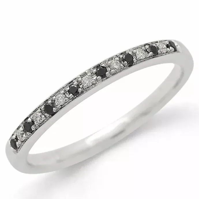 Sort diamant alliancering i 14 karat hvidguld 0,04 ct 0,05 ct