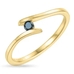 Sort diamant ring i 9 karat guld 0,07 ct