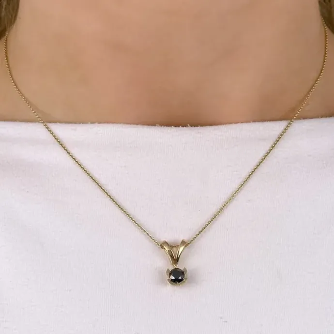 Sort diamant vedhæng i 14 karat guld 0,50 ct