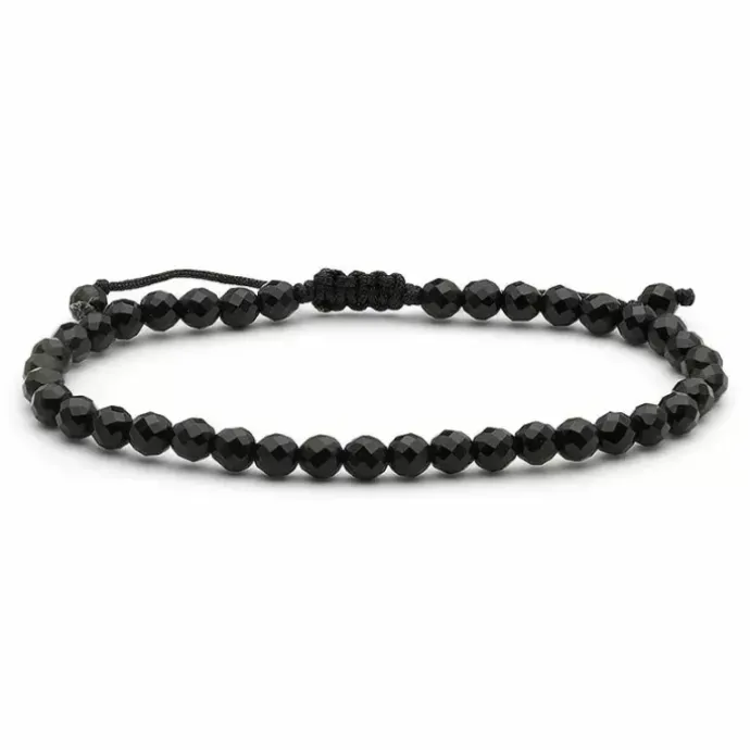 Sort onyks armbånd i satin x 4 mm