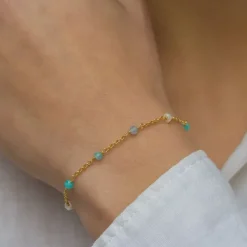 Sten armbånd i forgyldt sølv x 4 mm