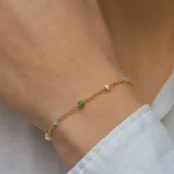 Sten armbånd i forgyldt sølv x 4 mm