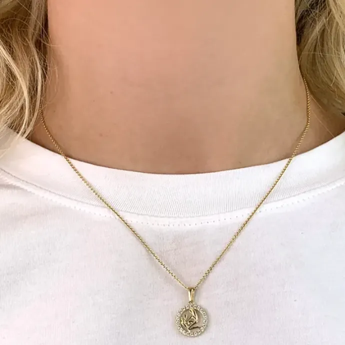 Stjernetegn jomfruen zirkon vedhæng i 8 karat guld