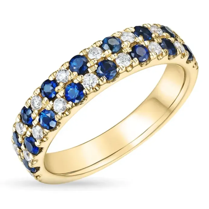 Syntetisk safir guldring i 9 karat guld