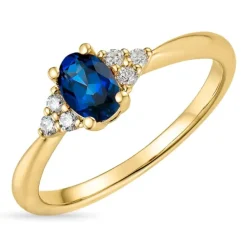 Syntetisk safir guldring i 9 karat guld