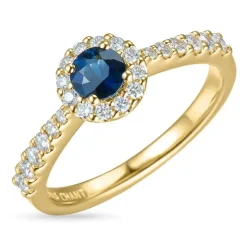 Syntetisk safir ring i 9 karat guld