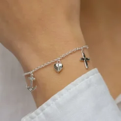Tro-håb-kærlighed armbånd i sølv