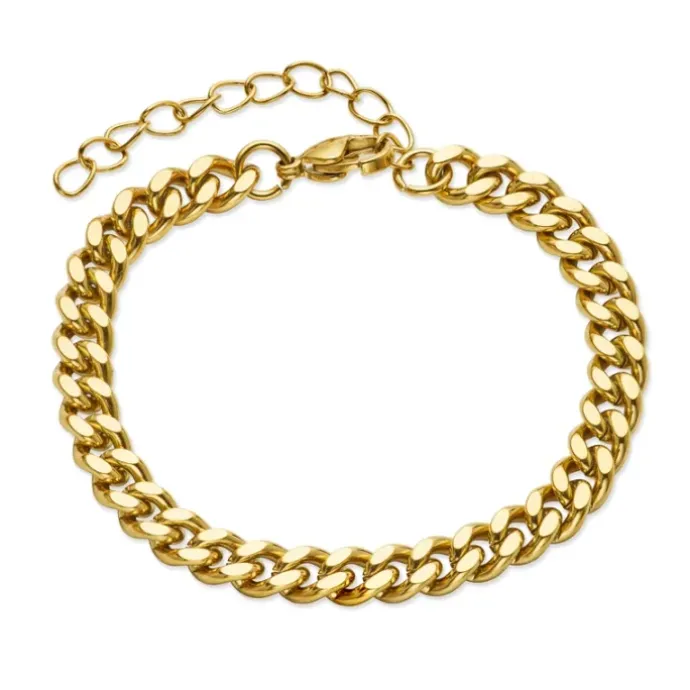Vandfast armbånd i forgyldt stål 15 + 5 cm x 5,9 mm - OCEANA