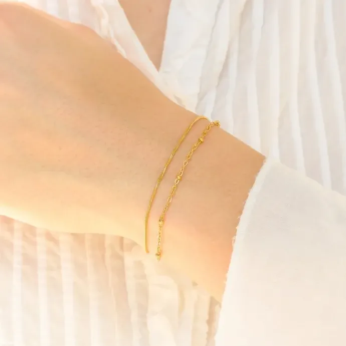 Vandfast armbånd i forgyldt stål 16 cm + 5 cm x 3,0 mm - OCEANA