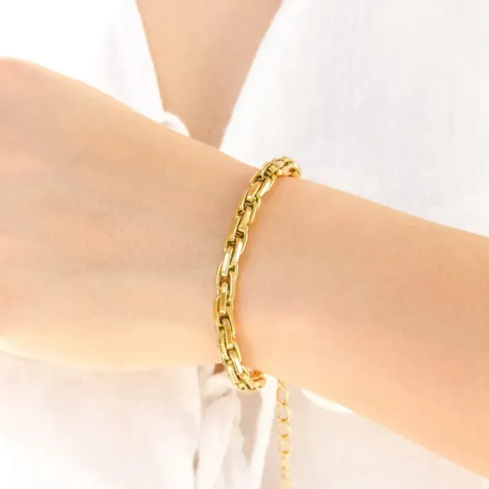 Vandfast armbånd i forgyldt stål 16 cm + 5 cm x 5,5 mm - OCEANA
