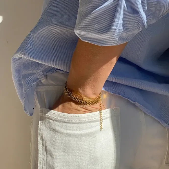 Vandfast armbånd i forgyldt stål 16 cm + 5 cm x 6 mm - OCEANA