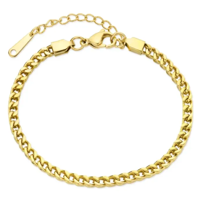 Vandfast armbånd i forgyldt stål 15 cm + 4 cm x 3,0 mm - OCEANA
