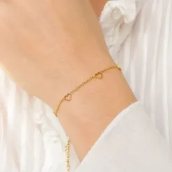 Vandfast hjerte armbånd i forgyldt stål - OCEANA